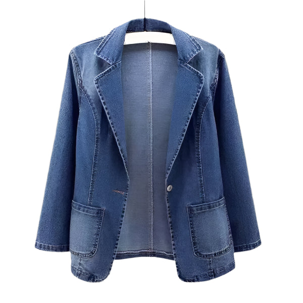 Womens Chic Everyday Denim Blazer for Casual Style - Rebooters