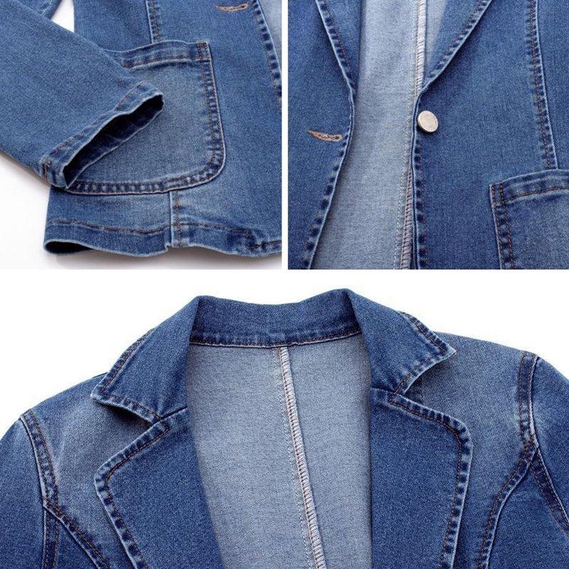 Womens Chic Everyday Denim Blazer for Casual Style - Rebooters