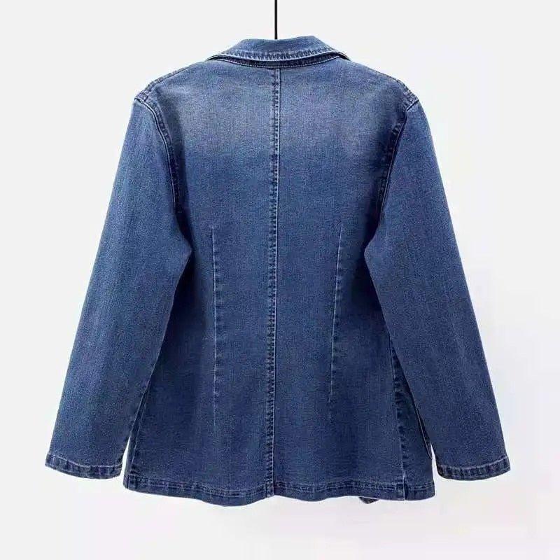 Womens Chic Everyday Denim Blazer for Casual Style - Rebooters