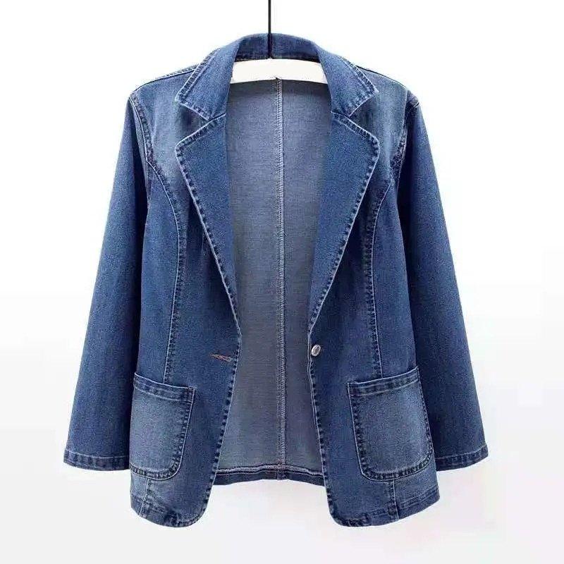 Womens Chic Everyday Denim Blazer for Casual Style - Rebooters