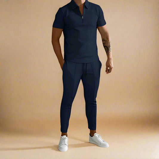 Men's Half-Zip Polo and Jogger Set for Casual Comfort Rebooters mens 2 piece set
