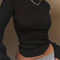 Long Sleeve Crop Top Blouse for Women - Stylish Casual Wear Rebooters Womens Shirts