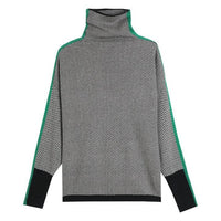 Womens Chic Chevron Print Turtleneck Sweater in Vibrant Colors - Rebooters