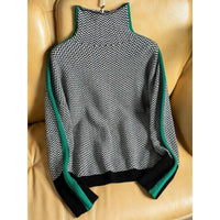 Womens Chic Chevron Print Turtleneck Sweater in Vibrant Colors - Rebooters