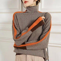 Womens Chic Chevron Print Turtleneck Sweater in Vibrant Colors - Rebooters