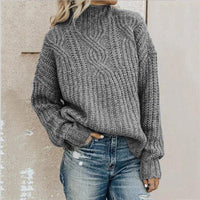 Womens Cozy Oversized Black Knit Sweater for Effortless Style - Rebooters