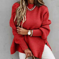 Womens Cozy Chunky Knit Sweater in Vibrant Red Style - Rebooters