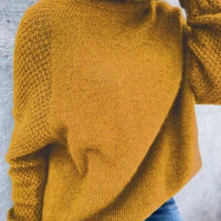 Womens Cozy Chunky Knit Turtleneck Sweater in Mustard - Rebooters