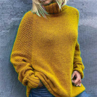 Womens Cozy Chunky Knit Turtleneck Sweater in Mustard - Rebooters