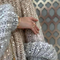 Womens Cozy Oversized Zip-Up Cardigan in Ombre Design - Rebooters