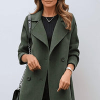Womens Timeless Double-Breasted Wool Blend Coat Rebooters