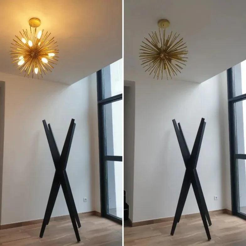 Star-Shaped Long Needle Gold Modern Chandelier for Home | Rebooters - Rebooters