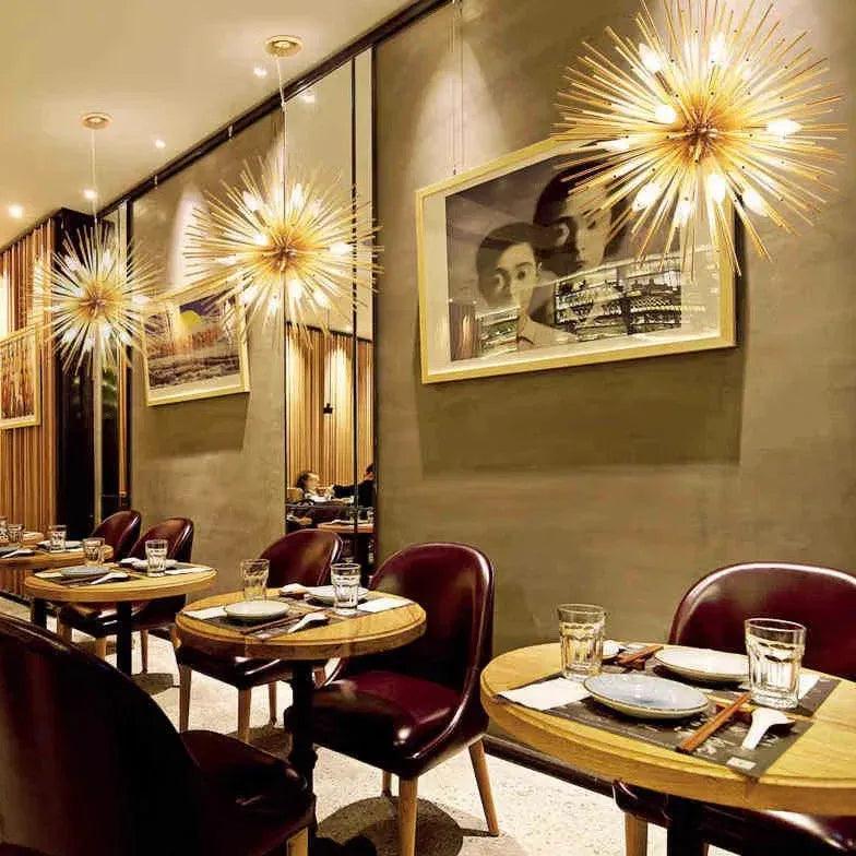 Star-Shaped Long Needle Gold Modern Chandelier for Home | Rebooters - Rebooters