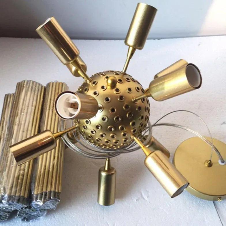 Star-Shaped Long Needle Gold Modern Chandelier for Home | Rebooters - Rebooters