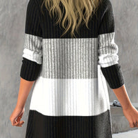Womens Chic Color Block Knit Cardigan for Effortless Style - Rebooters