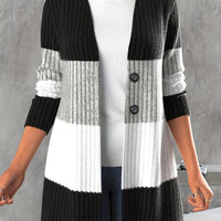 Womens Chic Color Block Knit Cardigan for Effortless Style - Rebooters