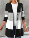 Womens Chic Color Block Knit Cardigan for Effortless Style - Rebooters