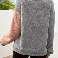 Womens Chic Color Block Sherpa Fleece Pullover for Women - Rebooters