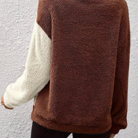 Womens Chic Color Block Sherpa Fleece Pullover for Women - Rebooters