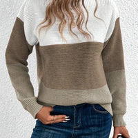 Womens Colorblock Knit Sweater for Cozy Style Fashion - Rebooters