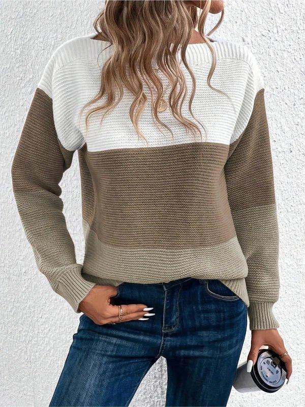 Womens Colorblock Knit Sweater for Cozy Style Fashion - Rebooters