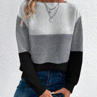 Womens Colorblock Knit Sweater for Cozy Style Fashion - Rebooters