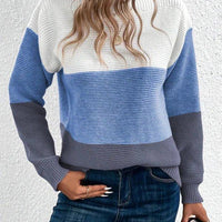Womens Colorblock Knit Sweater for Cozy Style Fashion - Rebooters