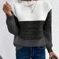 Womens Colorblock Knit Sweater for Cozy Style Fashion - Rebooters