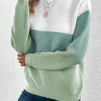 Womens Colorblock Knit Sweater for Cozy Style Fashion - Rebooters