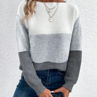 Womens Colorblock Knit Sweater for Cozy Style Fashion - Rebooters