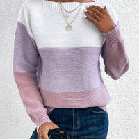 Womens Colorblock Knit Sweater for Cozy Style Fashion - Rebooters
