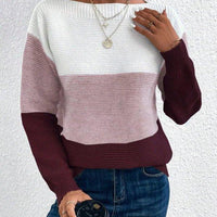Womens Colorblock Knit Sweater for Cozy Style Fashion - Rebooters