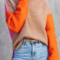 Womens Chic Colorblock Turtleneck Knit Sweater for Style - Rebooters