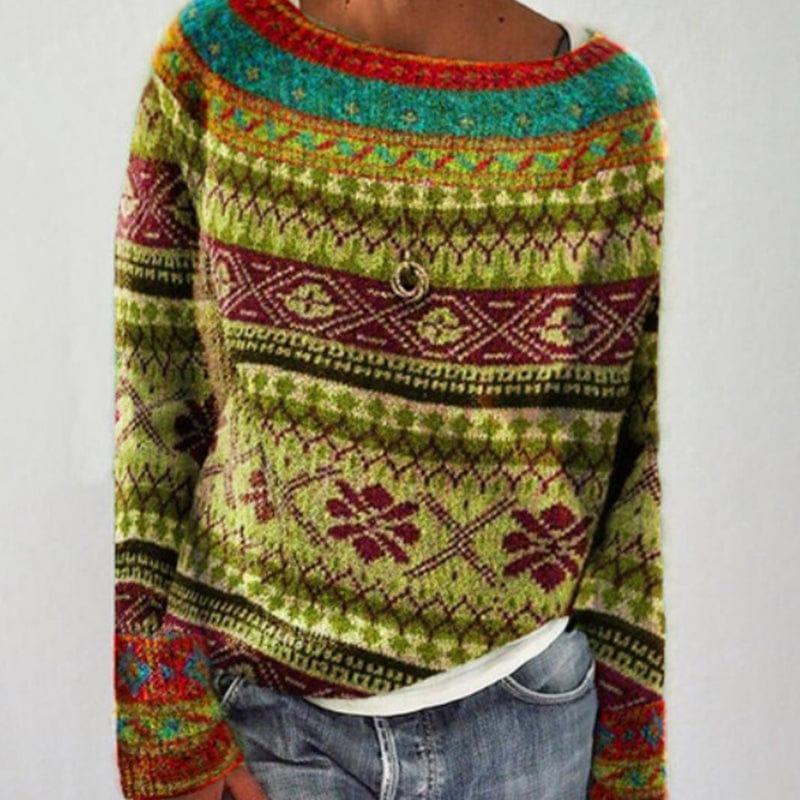 Womens Vibrant Fair Patterned Sweater for Cozy Style - Rebooters