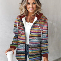 Womens Vibrant Striped Hooded Cardigan for Cozy Style - Rebooters