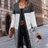 Womens Vibrant Color Block Knit Cardigan for Stylish Comfort - Rebooters