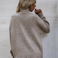 Womens Snug Beige Turtleneck Sweater for Ultimate Comfort - Rebooters