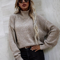 Womens Snug Beige Turtleneck Sweater for Ultimate Comfort - Rebooters