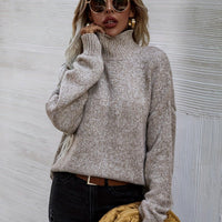 Womens Snug Beige Turtleneck Sweater for Ultimate Comfort - Rebooters