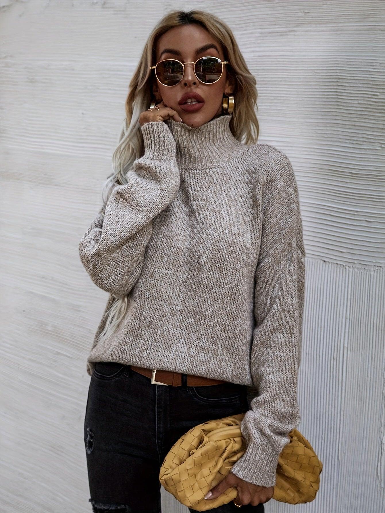 Womens Snug Beige Turtleneck Sweater for Ultimate Comfort - Rebooters