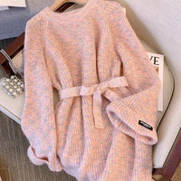Womens Cozy Belted Knit Dress for Stylish Comfort - Rebooters -Women's Dresses