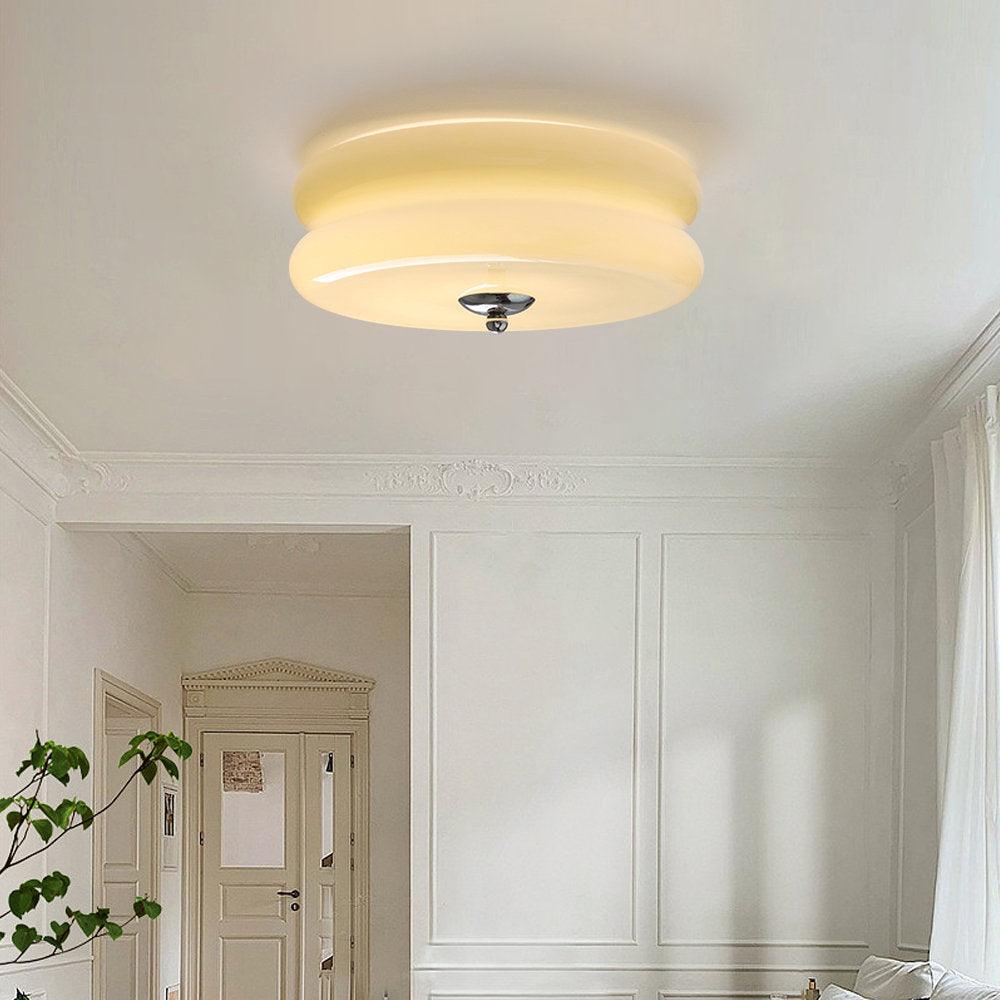 White Round Vintage Porch Ceiling Light Fixture for Elegance - Rebooters