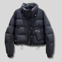 Womens Chic Cropped Puffer Jacket for Stylish Warmth Black - Rebooters