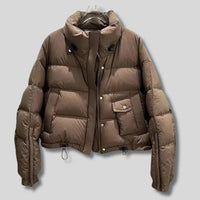 Womens Chic Cropped Puffer Jacket for Stylish Warmth Brown - Rebooters