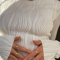 Long Sleeve Crop Top Blouse for Women - Stylish Casual Wear Rebooters Womens Shirts