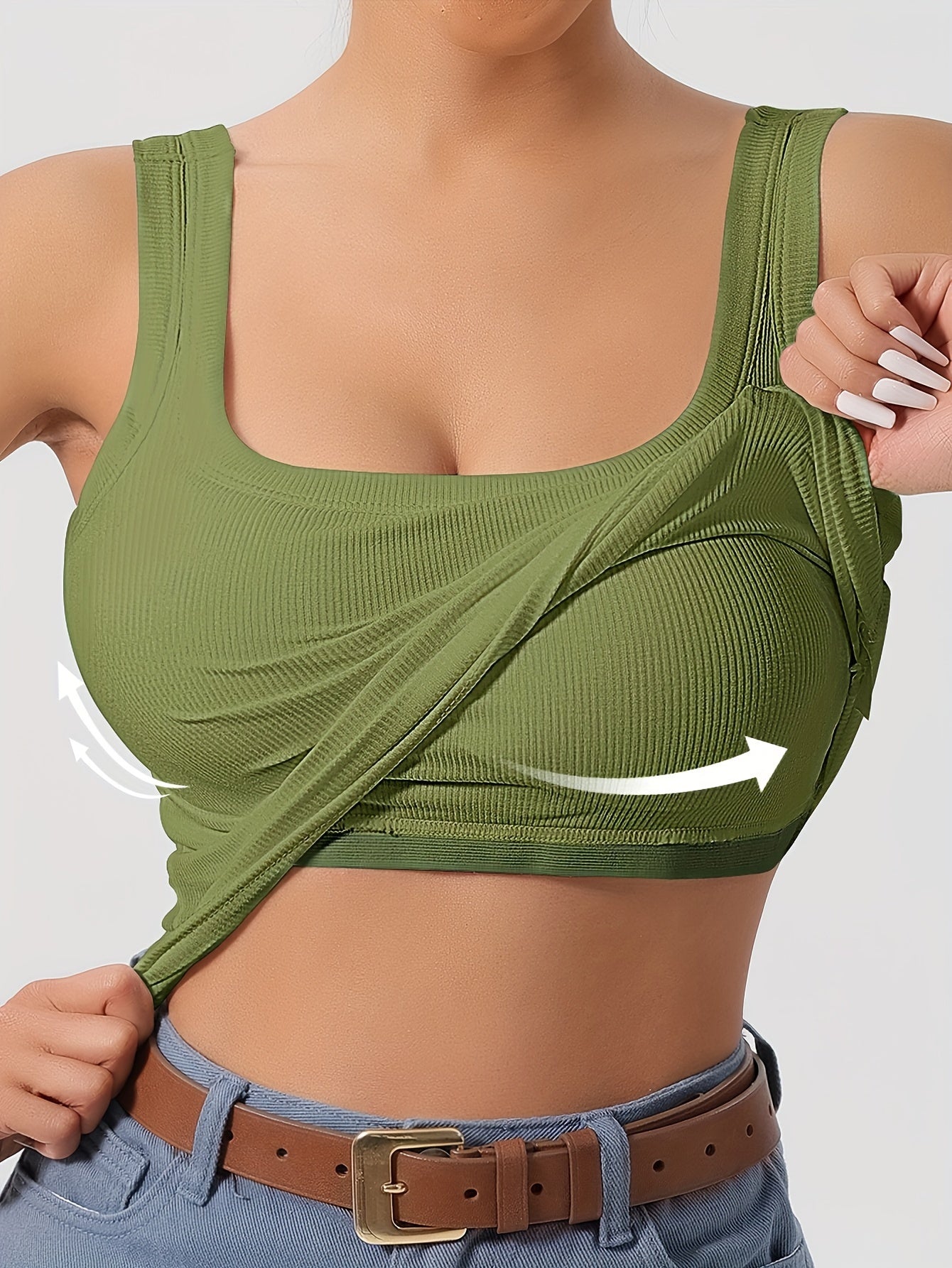 Ribbed Crop Tank Top With Built-In Support For Women - Rebooters