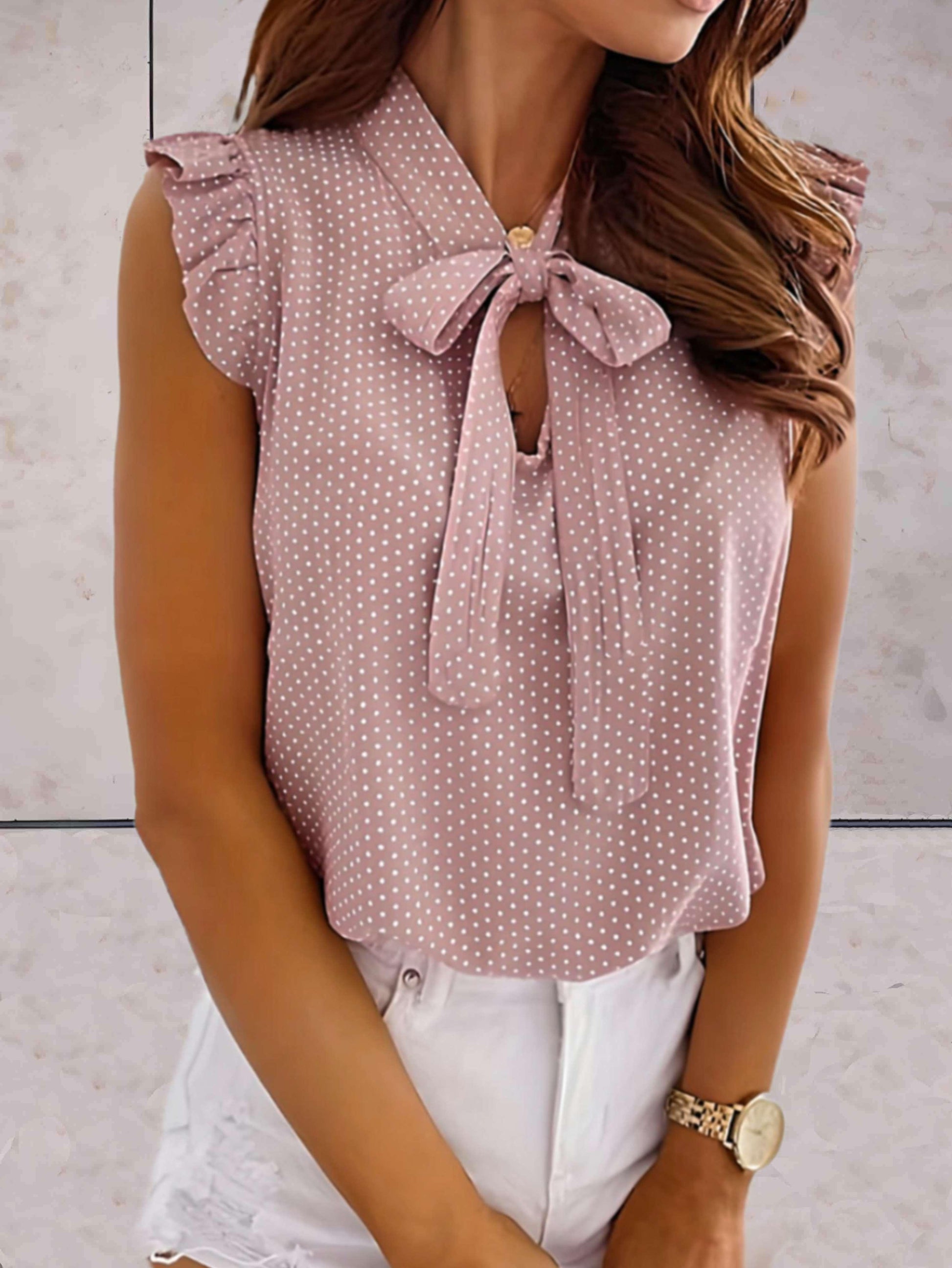 Sleeveless Polka Dot Summer Top for Women - Chic Style Rebooters Womens Shirts