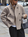 Womens Elegant Double-Breasted Wool Coat for Stylish Warmth - Rebooters