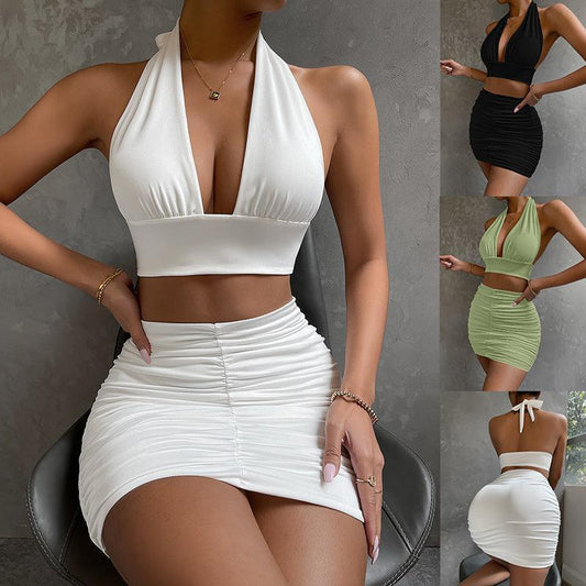 Women's Dress Suit Two-piece Lace-up Hip Top Outfit - Rebooters