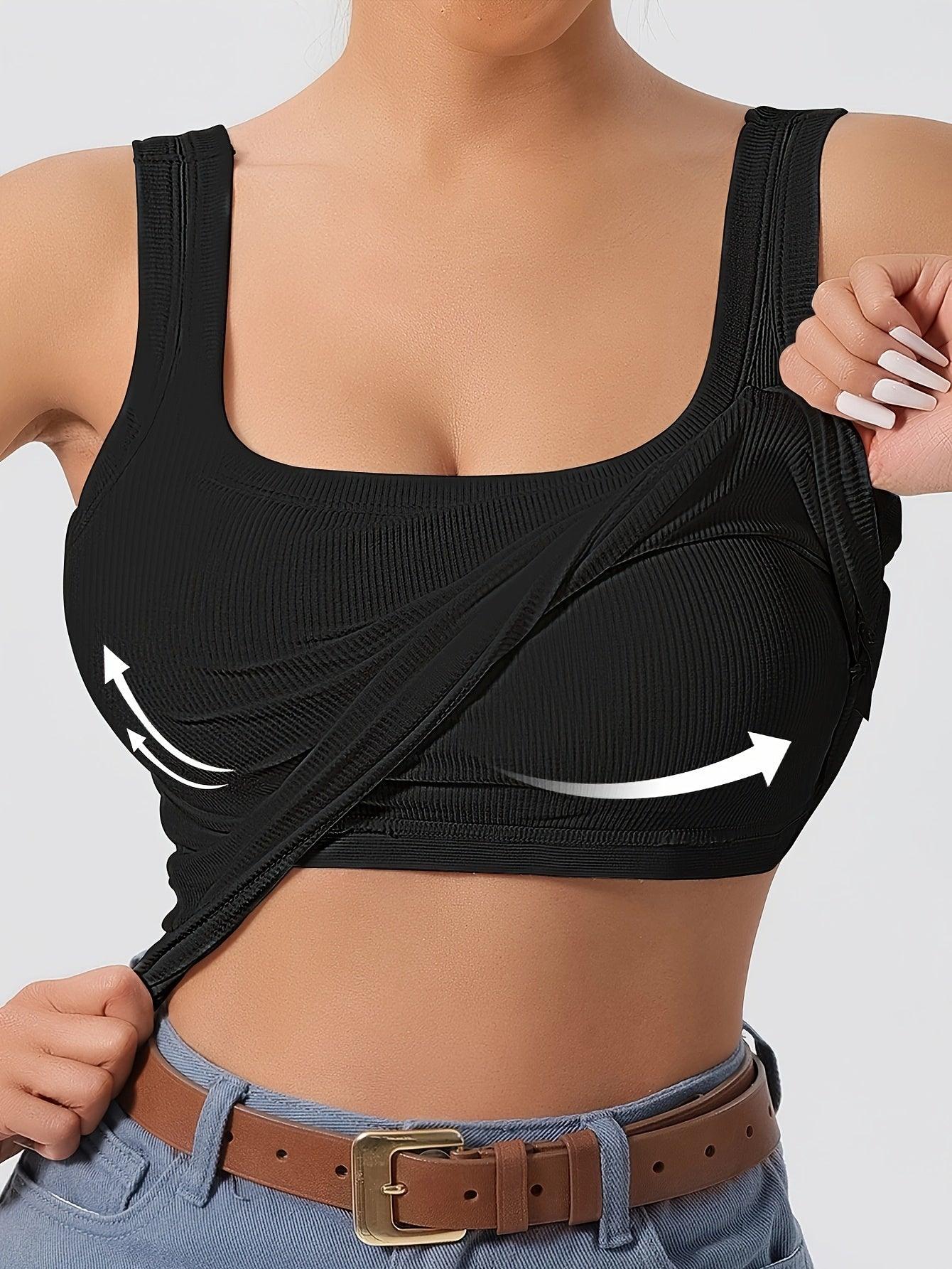 Ribbed Crop Tank Top With Built-In Support For Women Rebooters Womens Shirts